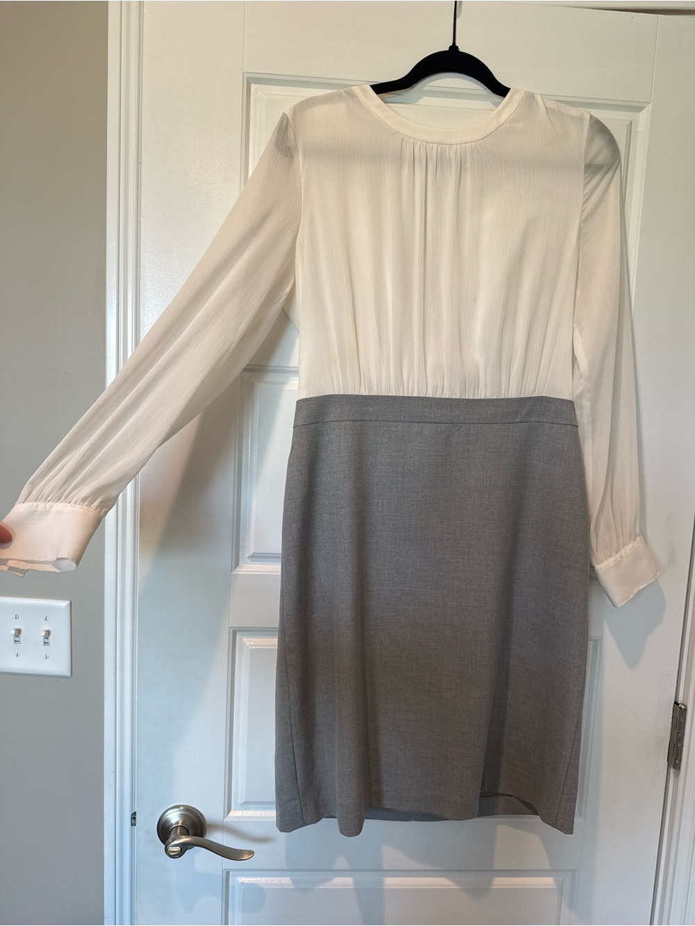 Club Monaco White and Gray Two-Tone Pencil Skirt Dress